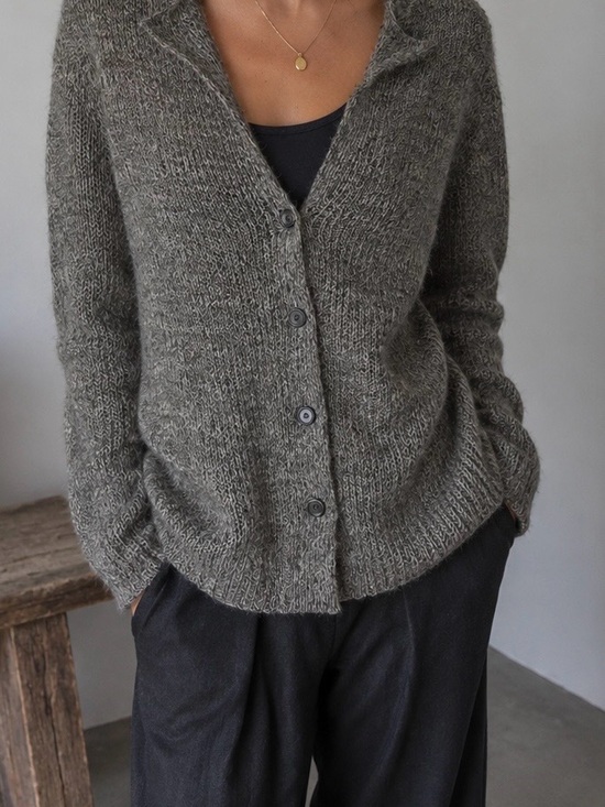 Eileen Fisher Sweaters - Eileen Fisher Alpaca Wool Blend Knit Cardigan Sweater Gray Lagenlook Size Small